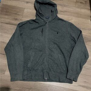 POLO RALPH LAUREN DARK GRAY rib knit small pony hoodie